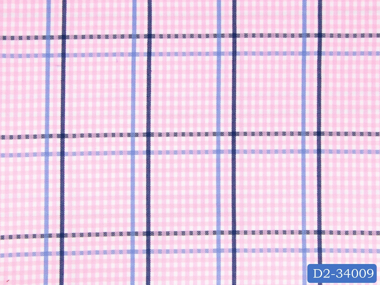 D2-34009 Pink, Navy And Blue Check Shirting Fabric