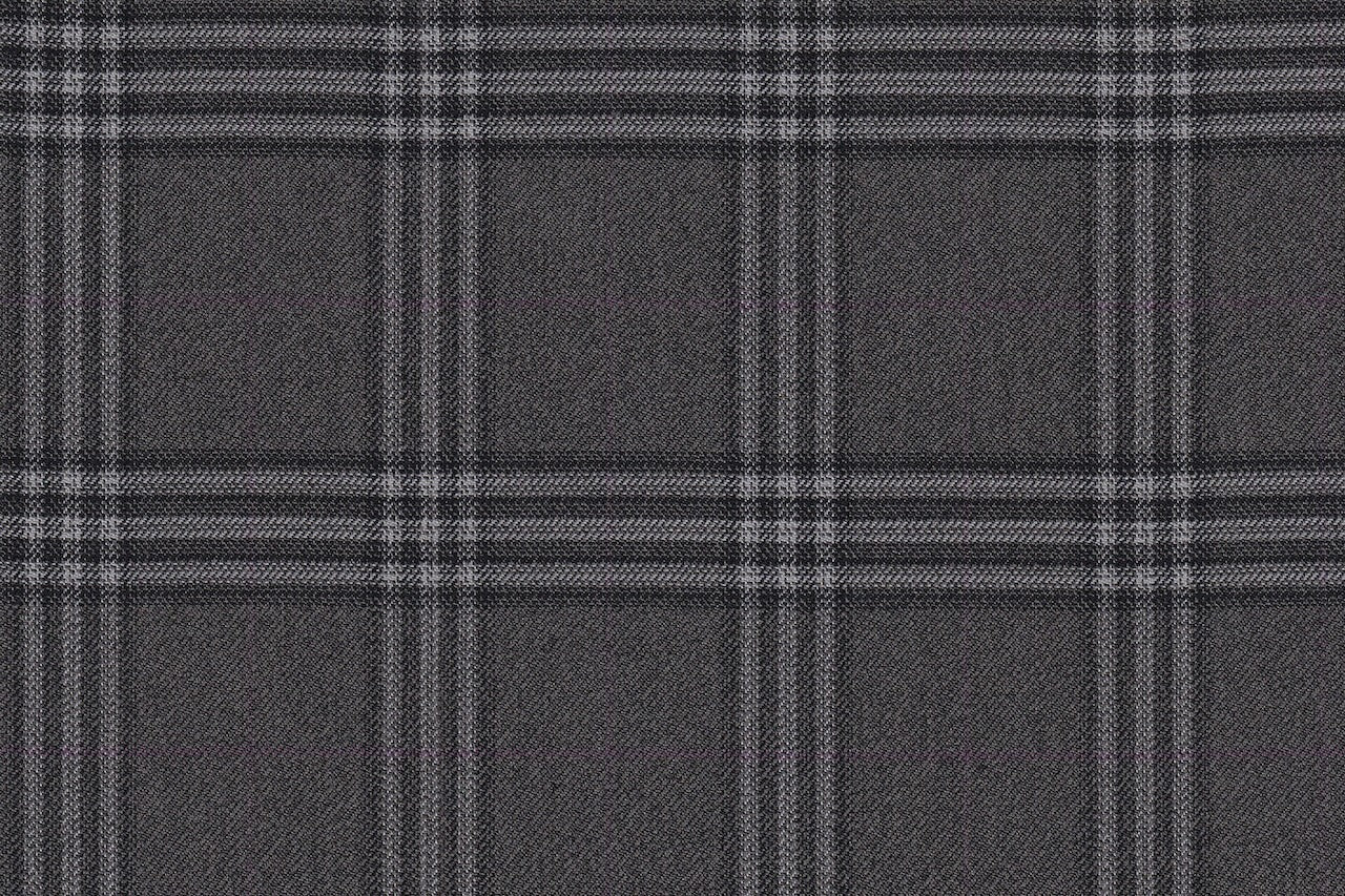 JT-2195005/G1-22970 Grey With Silver & Purple Windowpane Suit Fabric