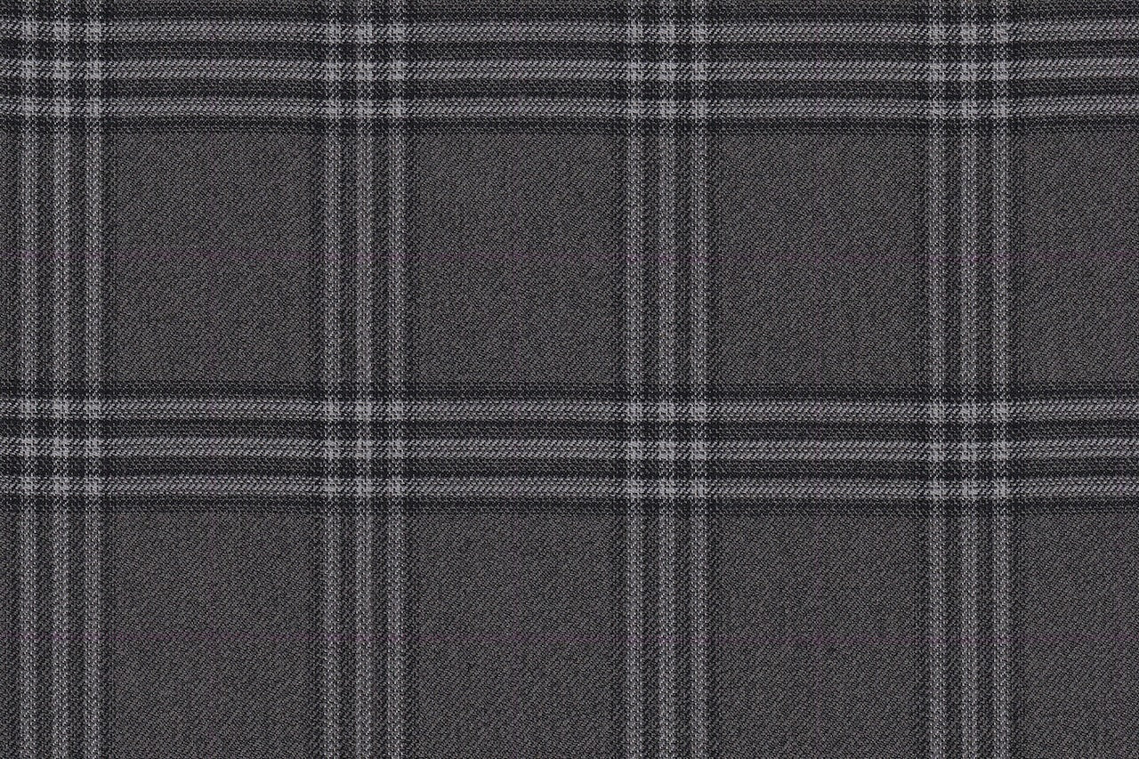 JT-2195005/G1-22970 Grey With Silver & Purple Windowpane Jacket Fabric