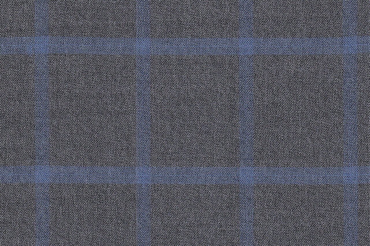 JT-2195006/G1-22971 Grey With Light Blue Windowpane Jacket Fabric