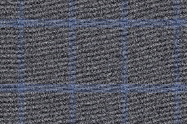 JT-2195006/G1-22971 Grey With Light Blue Windowpane Jacket Fabric