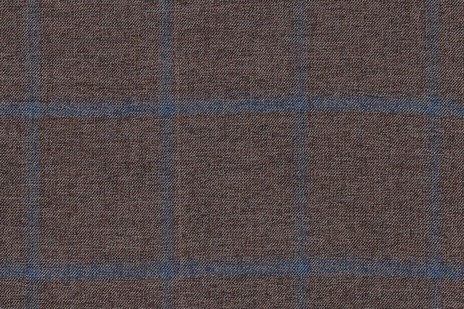 JT-2195007/G1-22972 Brown With Blue Windowpane Vest Fabric