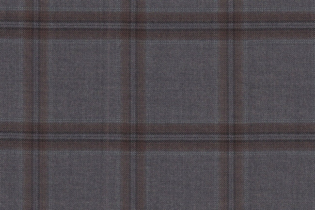 JT-2195008/G1-22973 Grey With Brown Windowpane Jacket Fabric