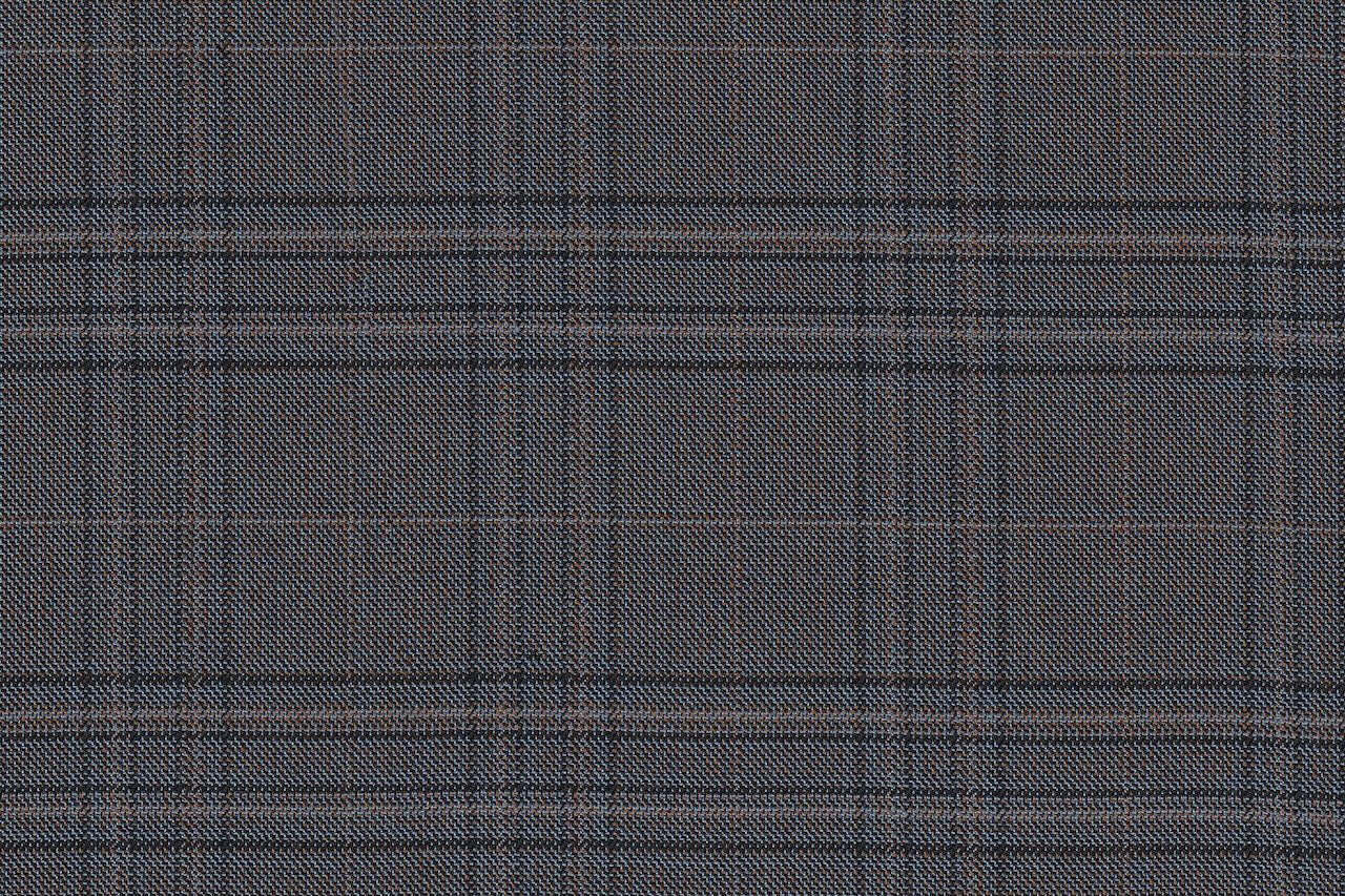 JT-2195010/G1-22975 Grey With Blue & Brown Check Jacket Fabric