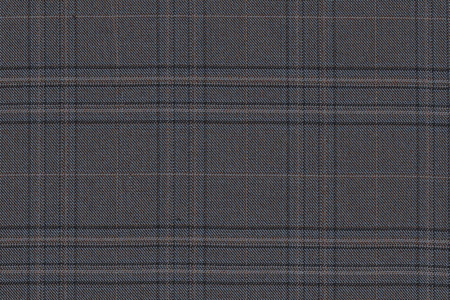 JT-2195010/G1-22975 Grey With Blue & Brown Check Jacket Fabric