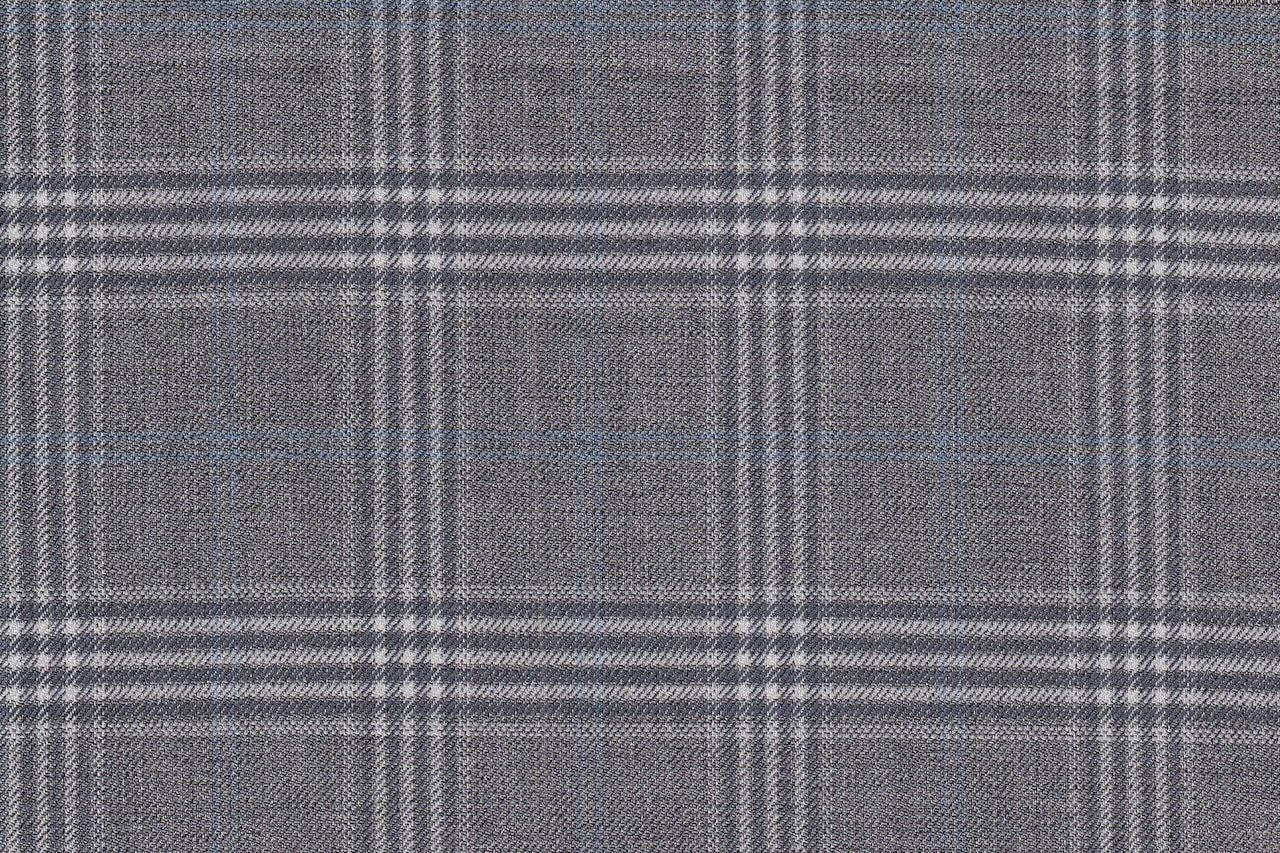 JT-2195014/G1-22979 Silver With Blue Check Vest Fabric