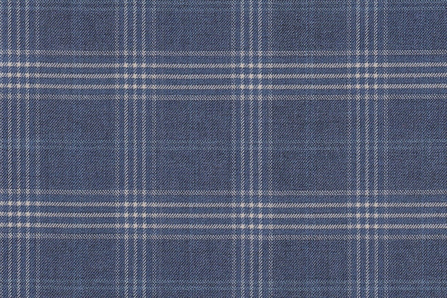 JT-2195015/G1-22980 Denim Blue With White Check Vest Fabric