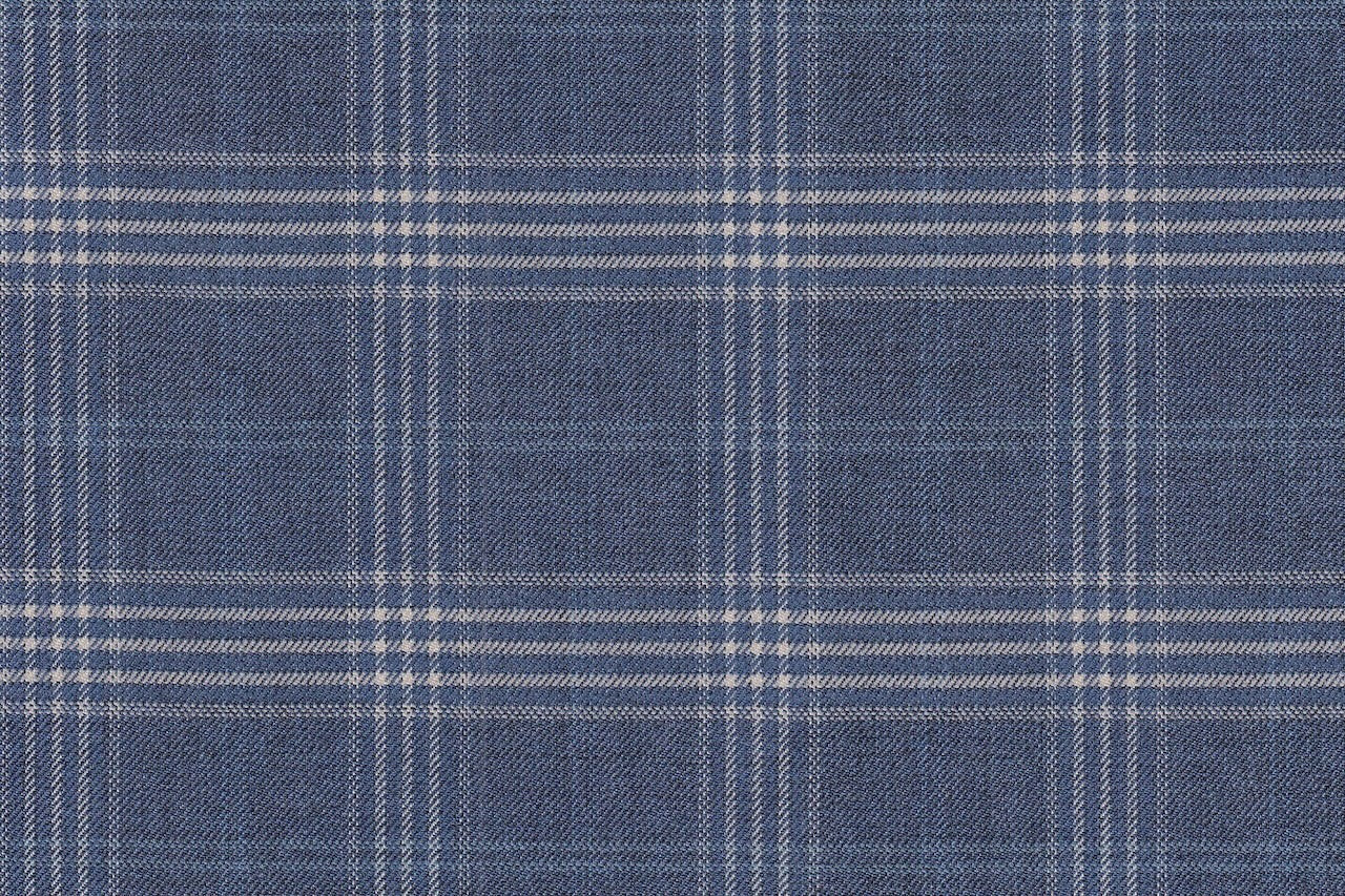 JT-2195015/G1-22980 Denim Blue With White Check Jacket Fabric