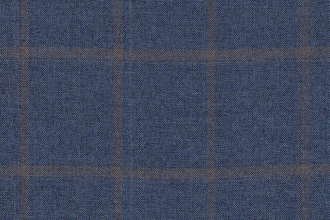 JT-2195016/G1-22981 Denim Blue With Brown Windowpane Jacket Fabric