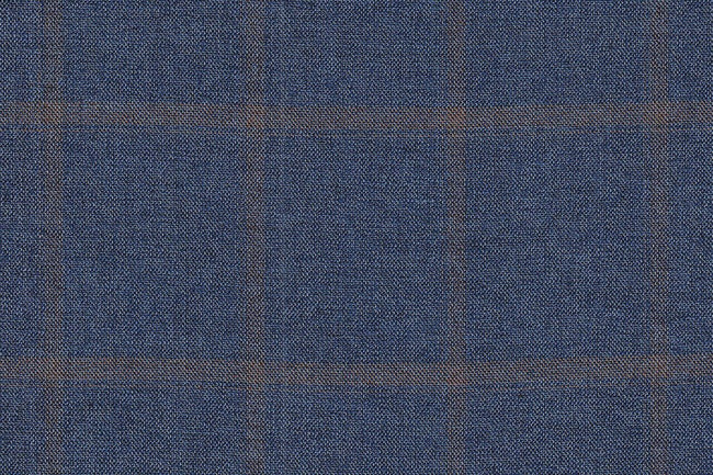 JT-2195016/G1-22981 Denim Blue With Brown Windowpane Jacket Fabric