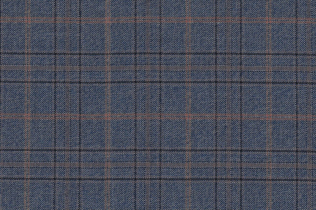 JT-2195034/G1-22999 Steel Blue With Copper Check Pants Fabric