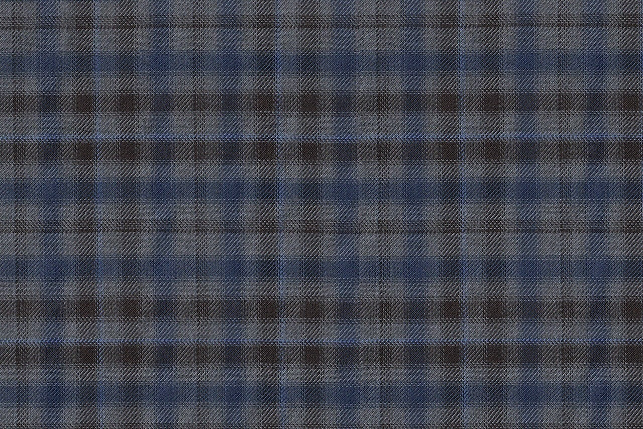 JT-2195037/G1-23002 Grey , Brown & Blue Check Pants Fabric