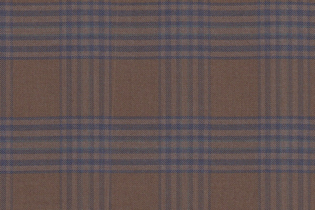 JT-2195041/G1-23006 Sand Brown With Blue Check Pants Fabric