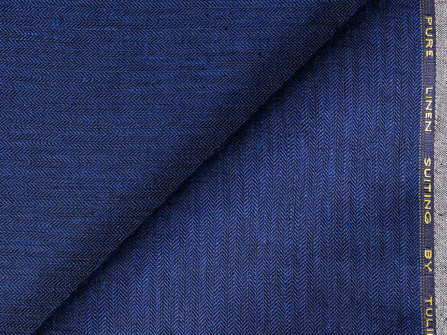 LTL 57/T3-23197 Navy Herringbone Linen Suit Fabric