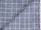 LTL 35/T3-23142 Denim Blue Check Linen Suit Fabric