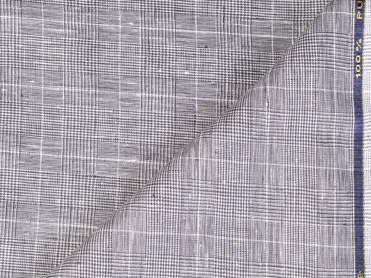 LTL 43/T3-23152 Slate Grey With White Check Linen Suit Fabric