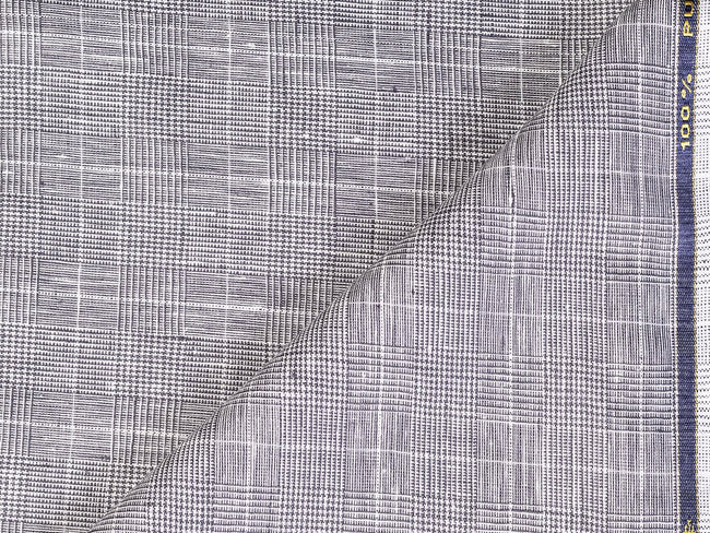 LTL 43/T3-23152 Slate Grey With White Check Linen Suit Fabric