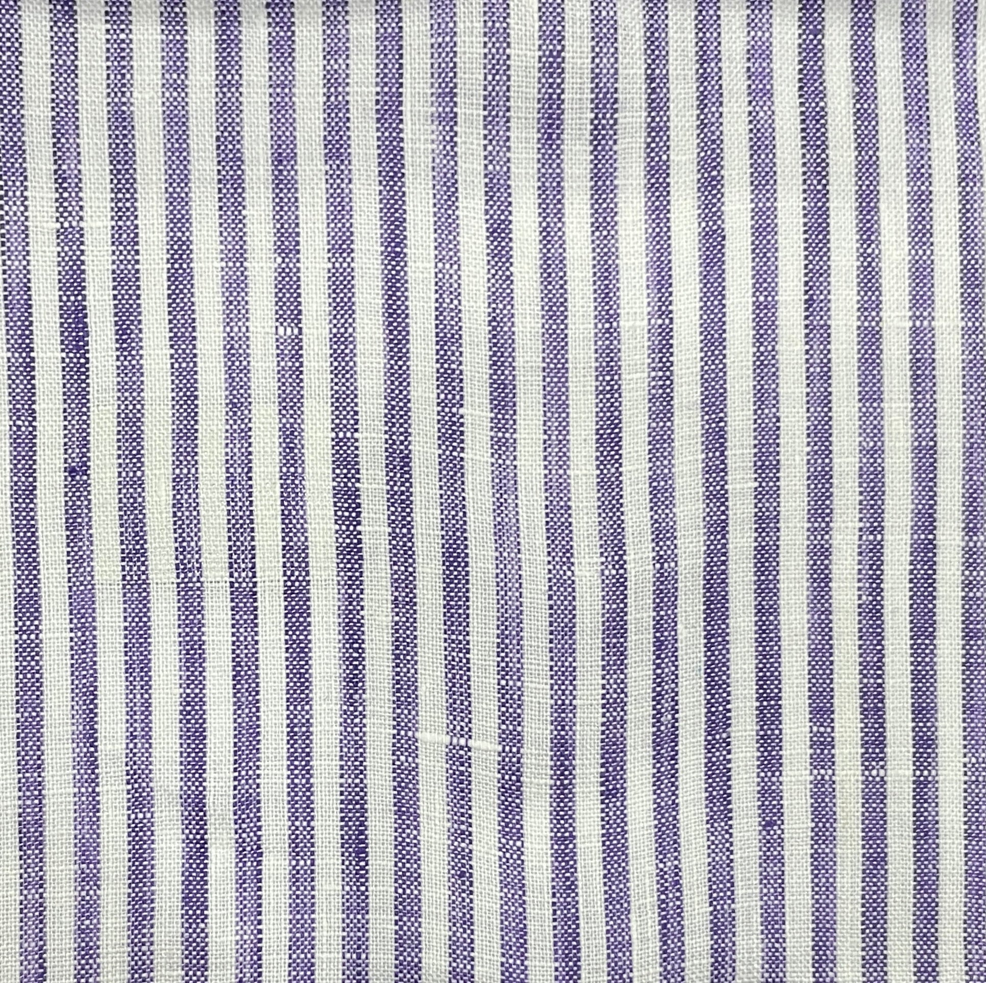 MF9392-4/N5-34860 White & Purple Stripe Linen Shirting Fabric