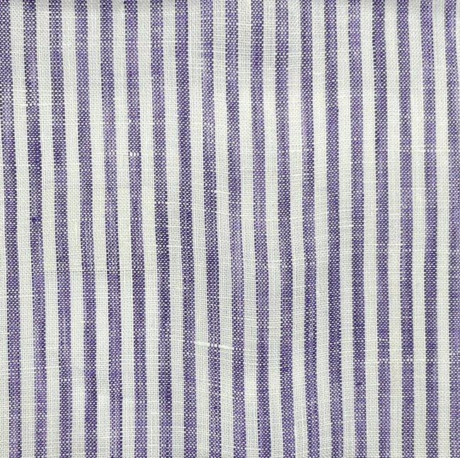 MF9392-4/N5-34860 White & Purple Stripe Linen Shirting Fabric