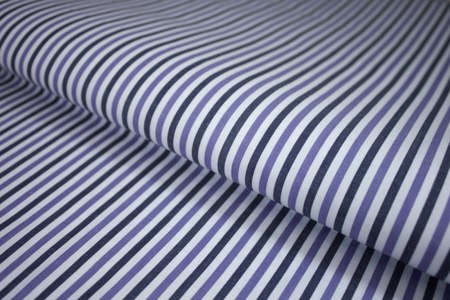 P-532/5852 Fine Cotton Blue and Purple Stripe Shirting Fabric