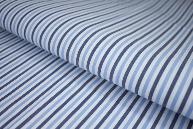 P-533/5853 Fine Cotton Two Tone Blue Stripes Shirting Fabric