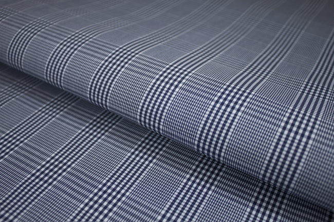 P-705/5688 Fine Cotton Windowpane Dark Blue Shirting Fabric