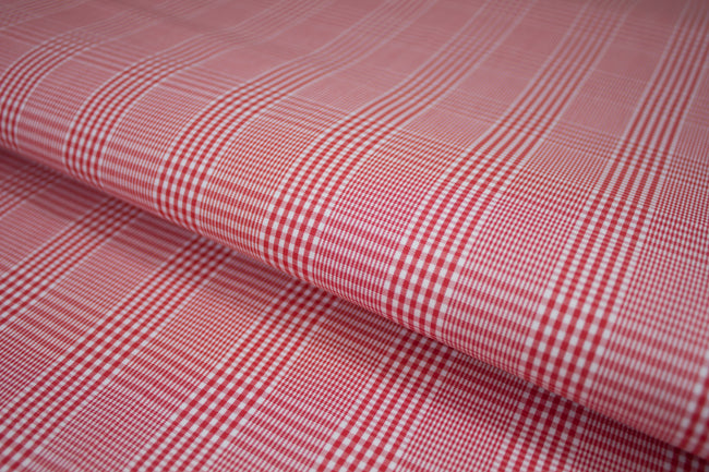 P-708/5691 Fine Cotton Windowpane Folly Red Shirting Fabric