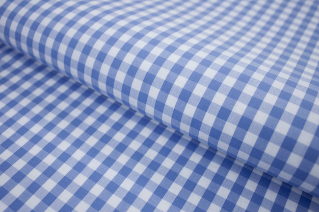 P-716/5878 Fine Cotton Blue and White Checks Shirting Fabric