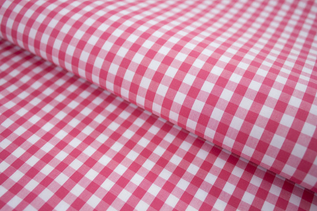 P-723/5885 Fine Cotton Folly Pink and White Checks Shirting Fabric