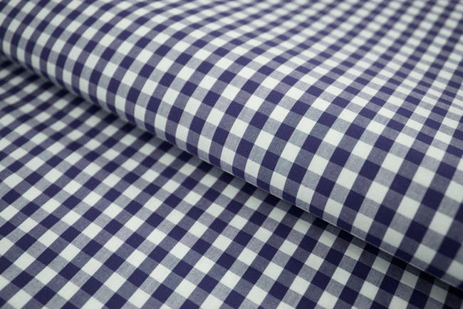 P-728/5890 Fine Cotton Navy Blue and White Checks Shirting Fabric