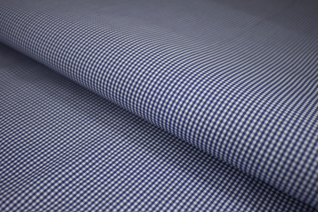 P-731/5893 Fine Cotton Navy Blue and White Small Checks Shirting Fabric