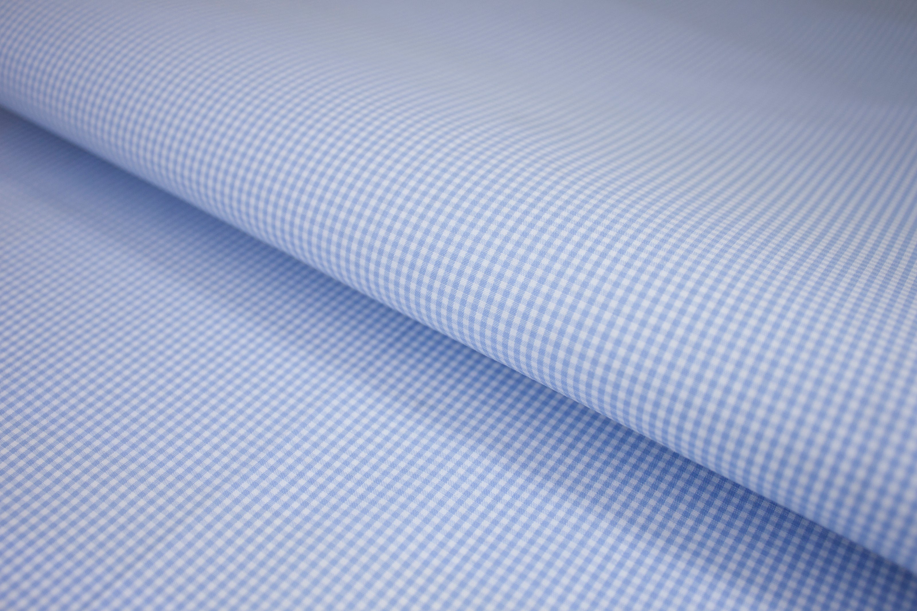 P-732/5894 Fine Cotton Baby Blue and White Small Checks Shirting Fabric