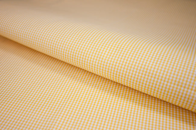 P-735/5897 Fine Cotton Yellow and White Small Checks Shirting Fabric