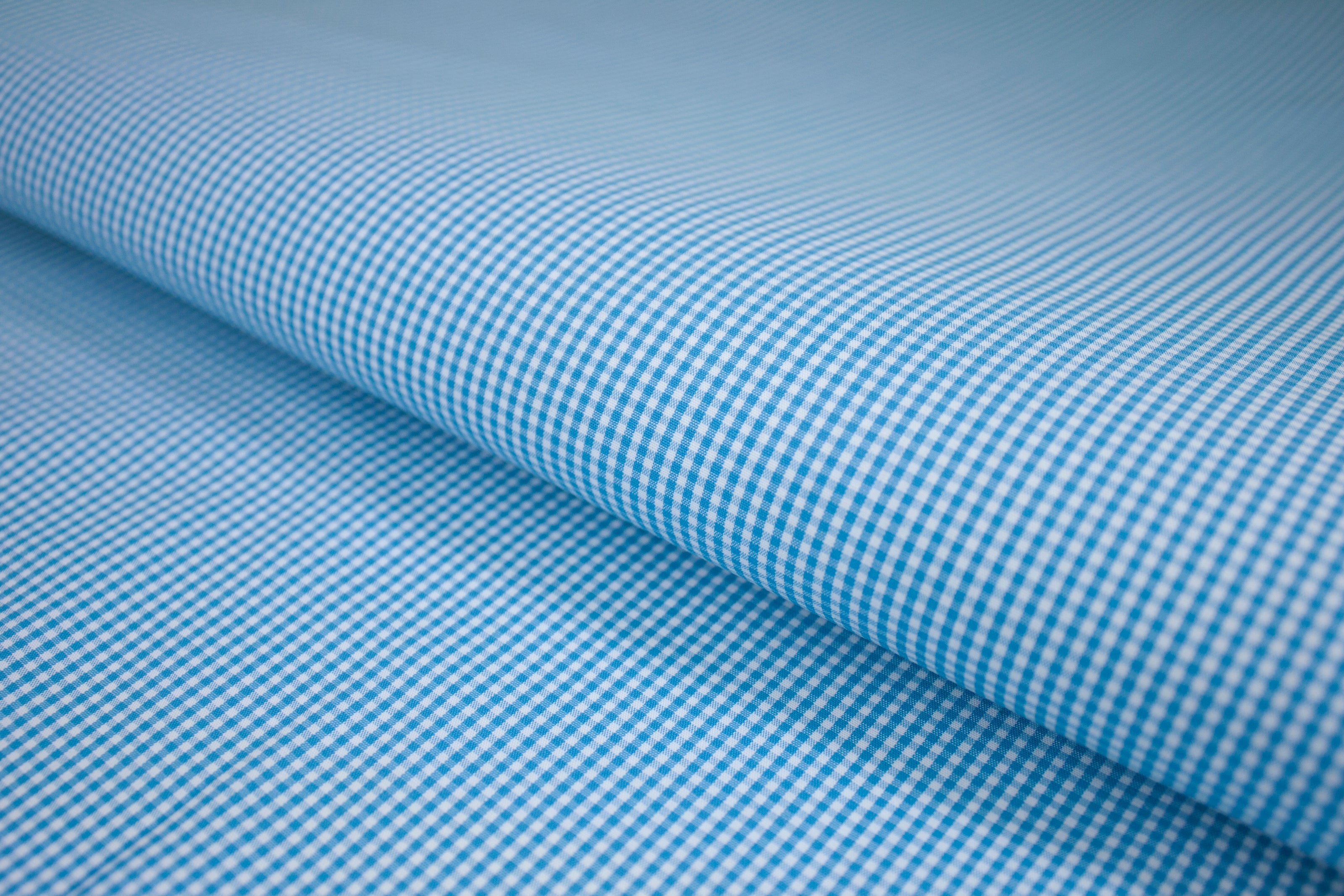 P-736/5898 Fine Cotton Turquoise and White Small Checks Shirting Fabric