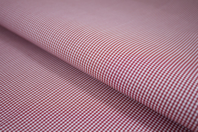 P-738/5900 Fine Cotton Red and White Small Checks Shirting Fabric