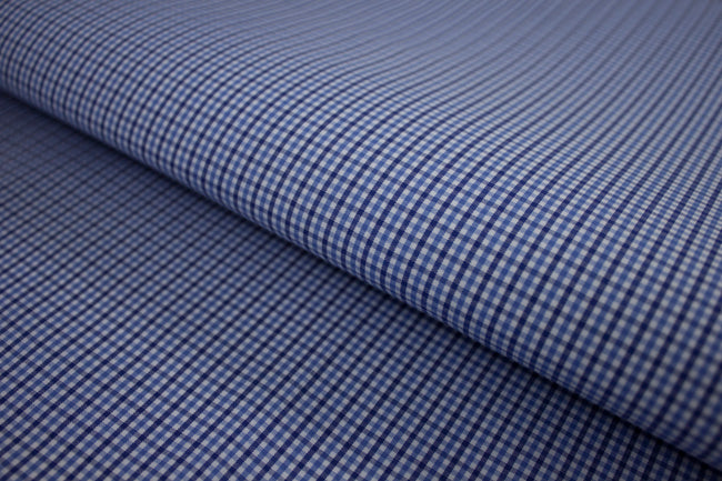 P-739/5901 Fine Cotton Two Tone Blue Small Checks Shirting Fabric