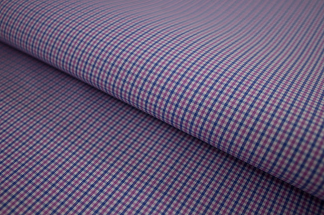 P-740/5902 Fine Cotton Blue and Lavender Small Checks Shirting Fabric