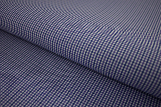 P-743/5905 Fine Cotton Blue and Purple Small Checks Shirting Fabric