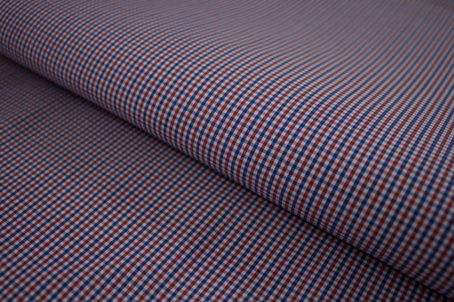 P-746/5906 Fine Cotton Blue and Red Small Checks Shirting Fabric