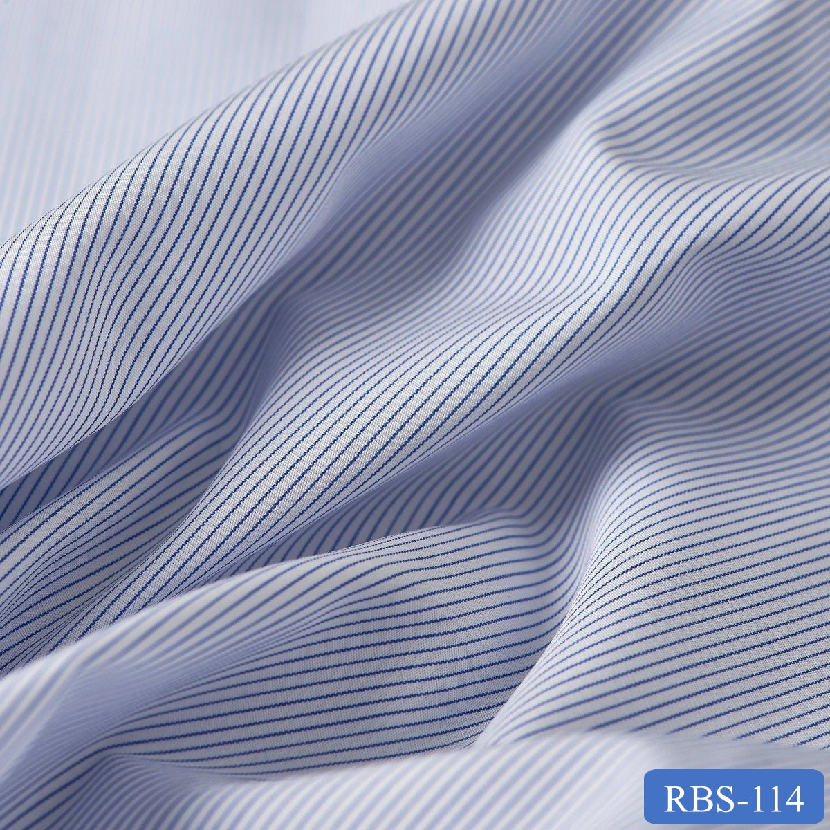 RBS 114 Blue Stripe Super Fine 2-ply Cotton Shirting Fabric