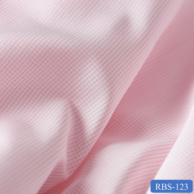 RBS 123 Pink Check Super Fine 2-ply Cotton Shirting Fabric