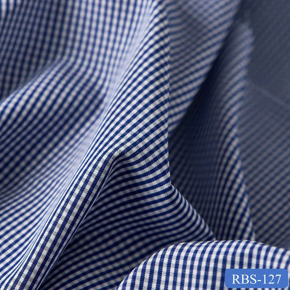 RBS 127 Blue Check Super Fine 2-ply Cotton Shirting Fabric