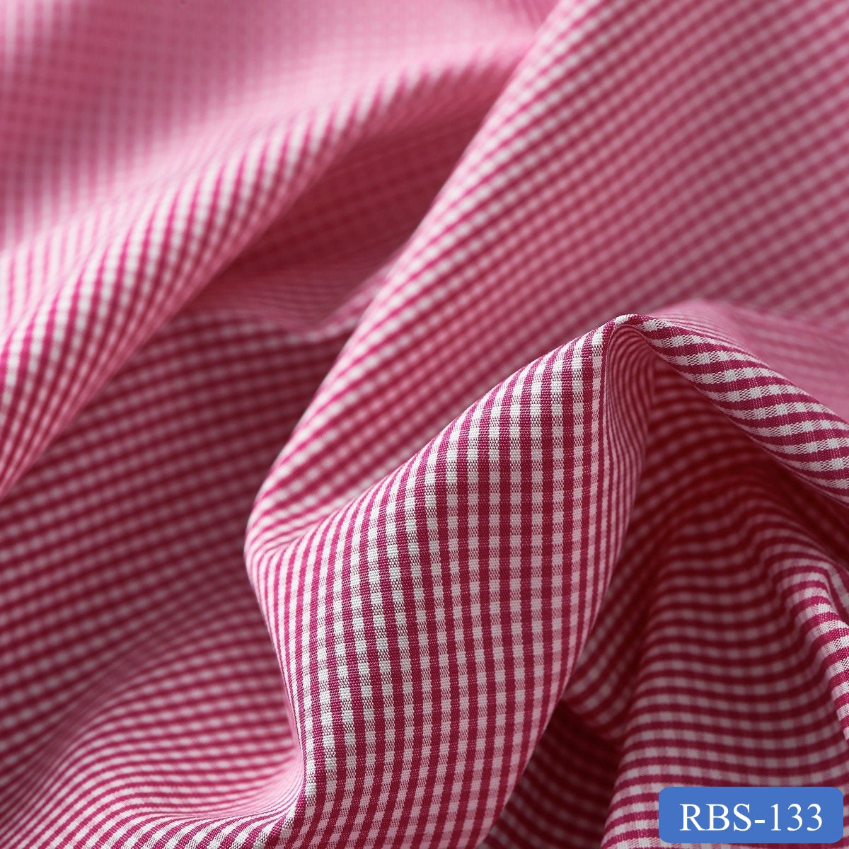 RBS 133 Pink Check Super Fine 2-ply Cotton Shirting Fabric