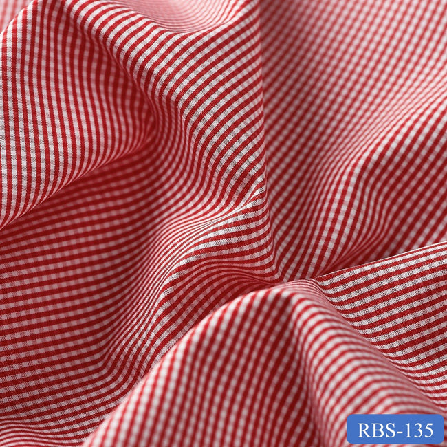 RBS 135 Red Check Super Fine 2-ply Cotton Shirting Fabric