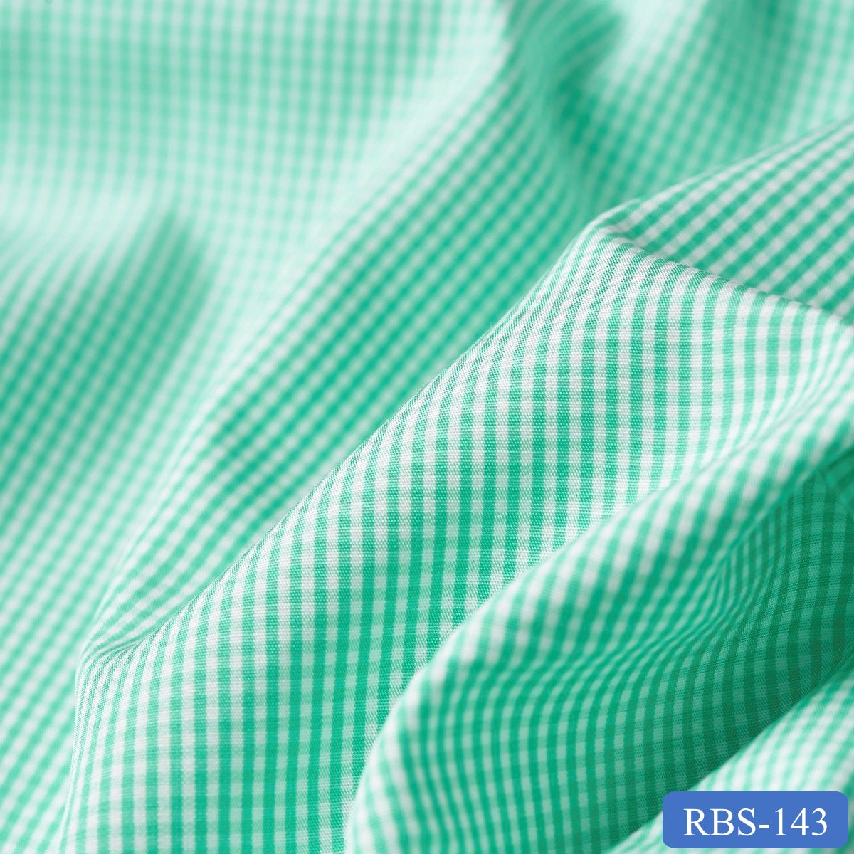 RBS 143 Green Check Super Fine 2-ply Cotton Shirting Fabric