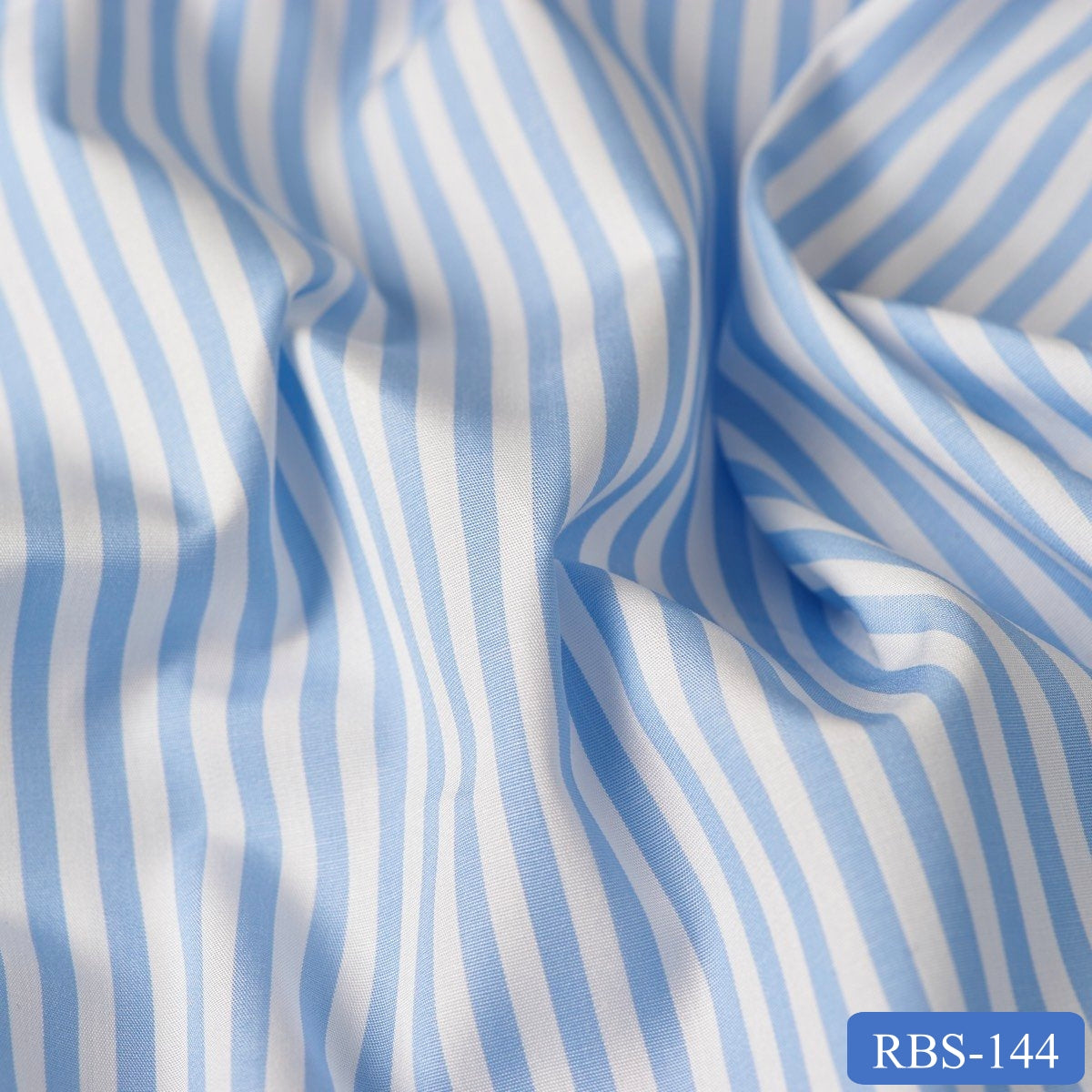 RBS 144 Blue Stripe Super Fine 2-ply Cotton Shirting Fabric