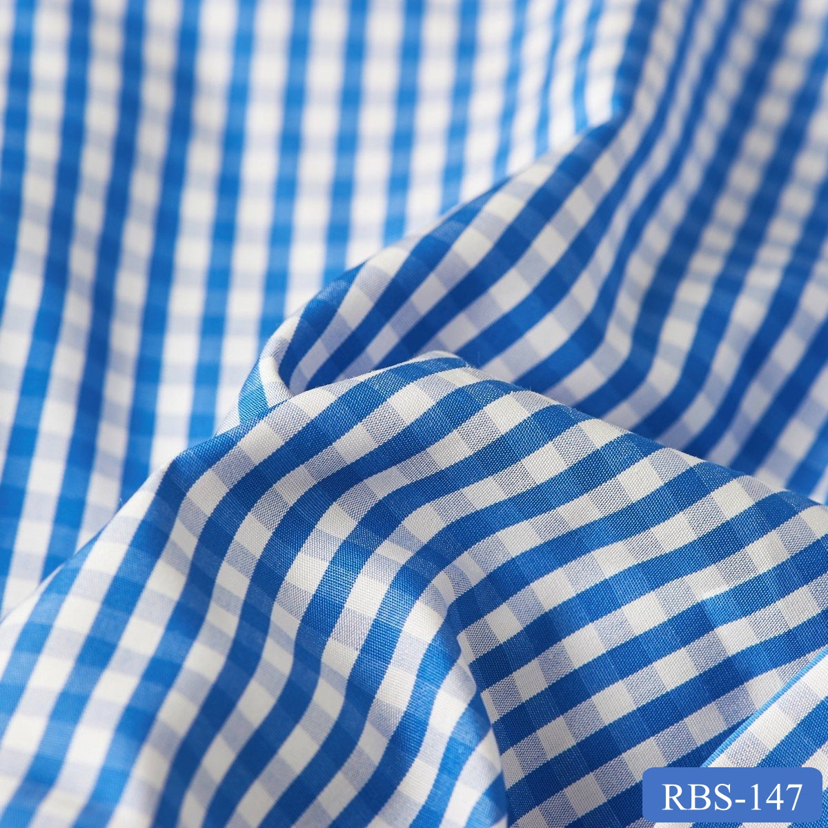 RBS 147 Blue Check Super Fine 2-ply Cotton Shirting Fabric