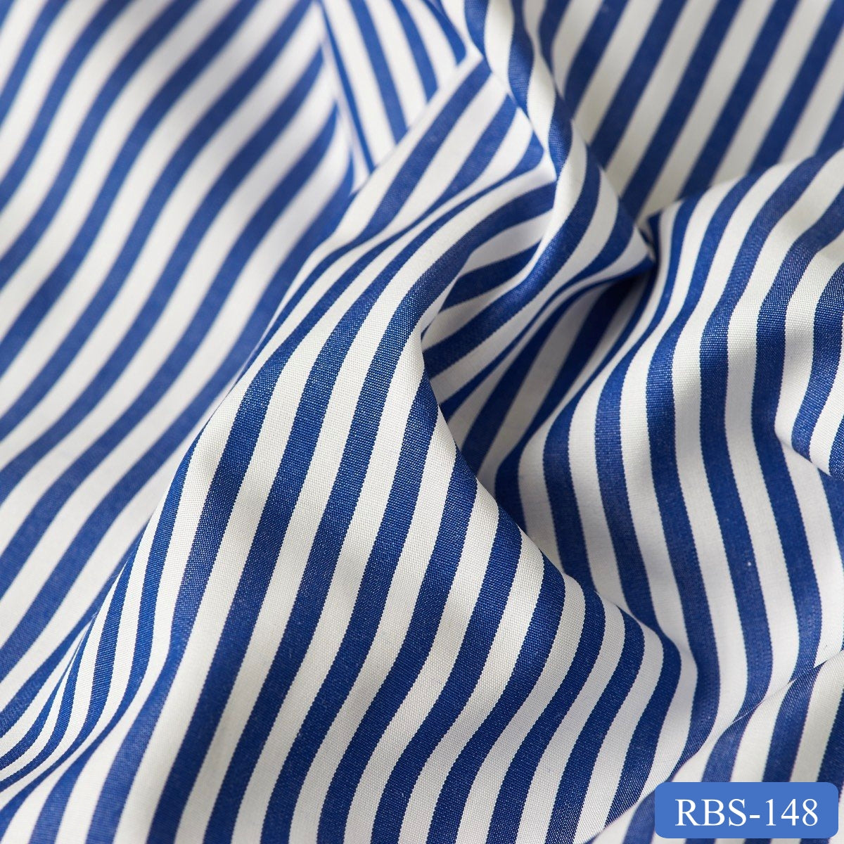 RBS 148 Blue Stripe Super Fine 2-ply Cotton Shirting Fabric