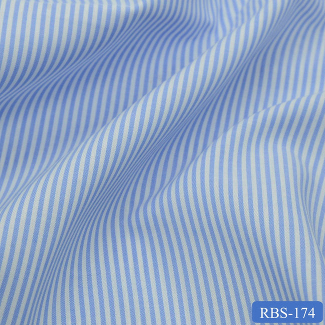 RBS 174 Blue Stripe Super Fine 2-ply Cotton Shirting Fabric