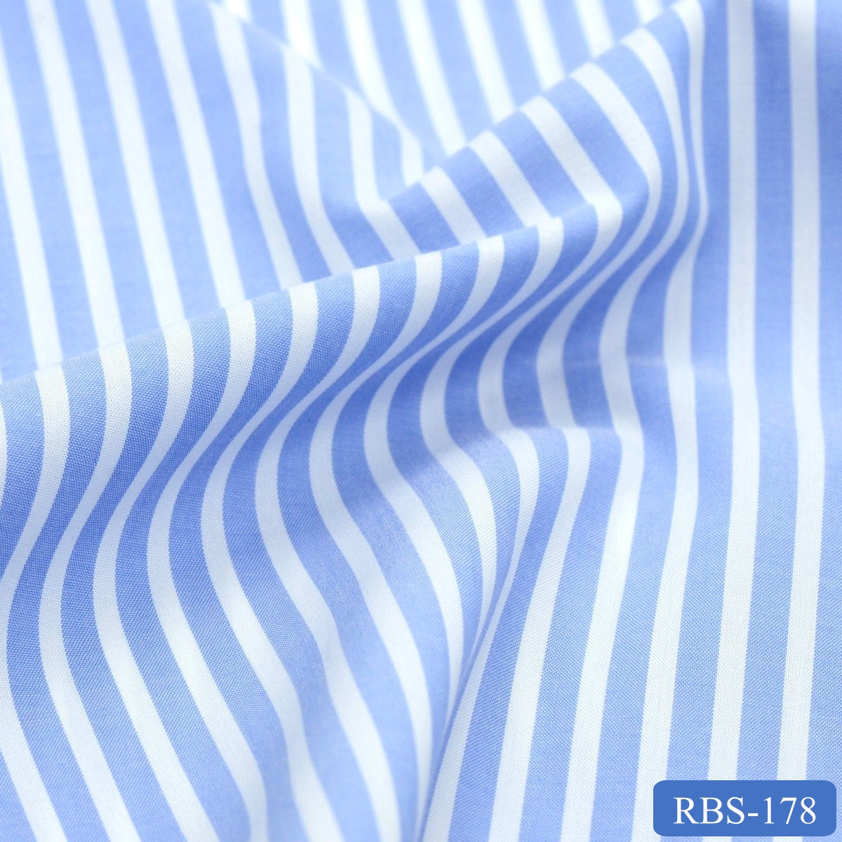 RBS 178 Blue Stripe Super Fine 2-ply Cotton Shirting Fabric